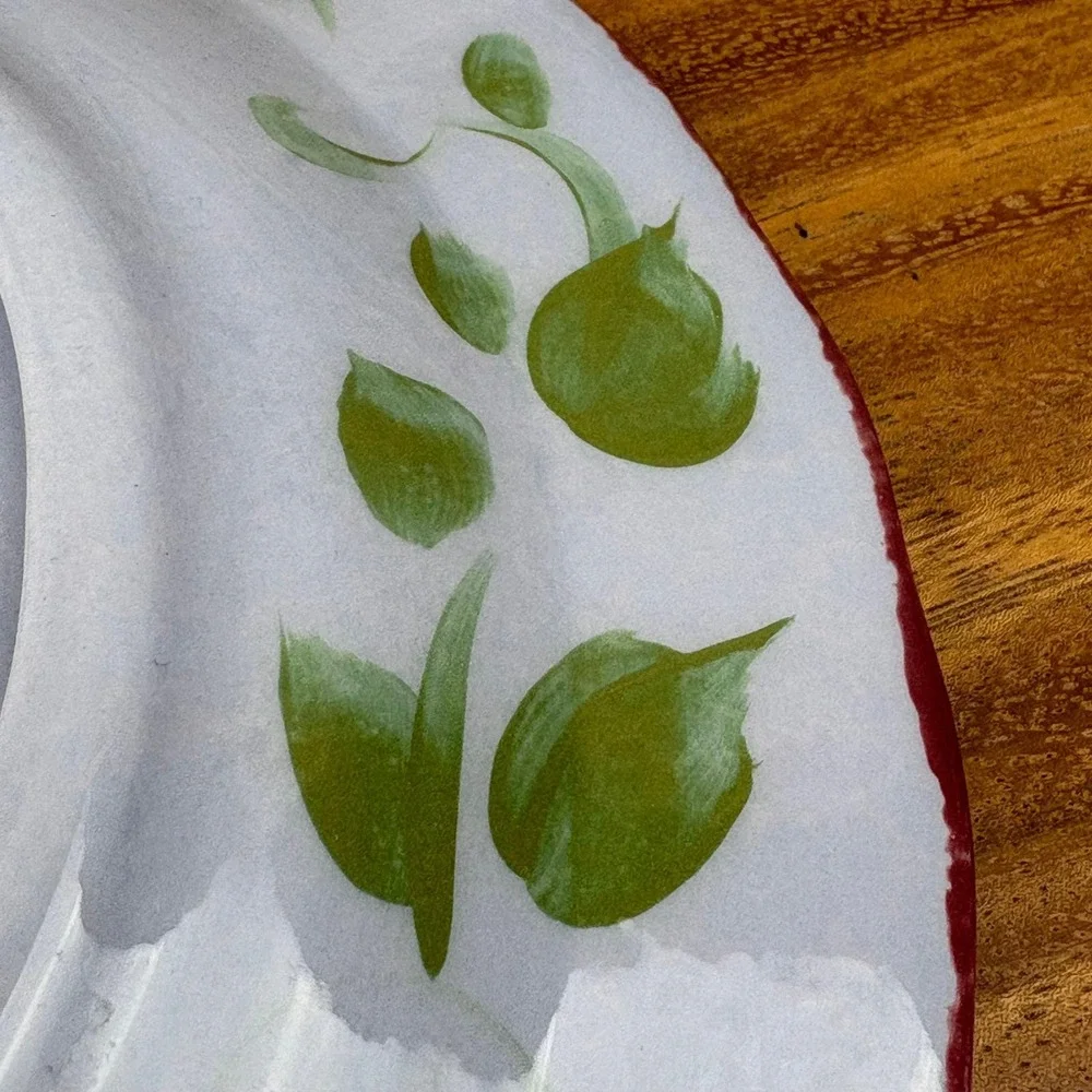 Lesal Home Hand Painted Floral Dinner Plate Pink Rose‎ Cottagecore Decor